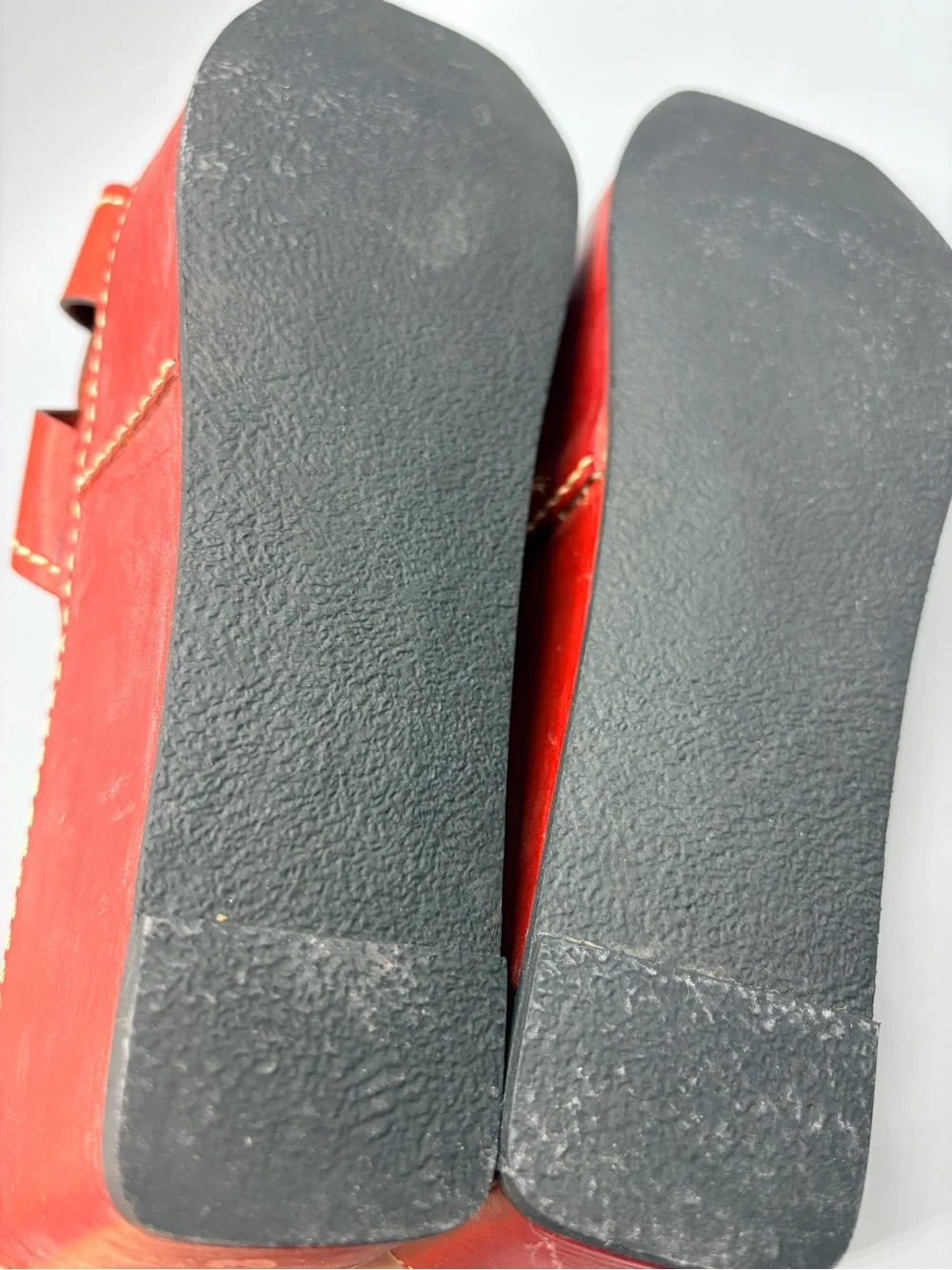 Robert Clergerie Paris, Red Leather Luxury Platform Wedge Sandals,Made In France